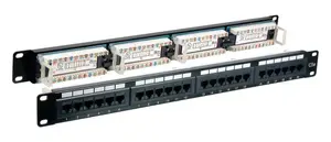 Patch panel EFB Elektronik 37585.1, 24-port RJ-45, 1U rack, 5000 Mbit/s, gold contacts, black