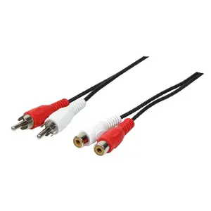 LogiLink 2xRCA to 2xRCA Audio Extension Cable, 5m, Black