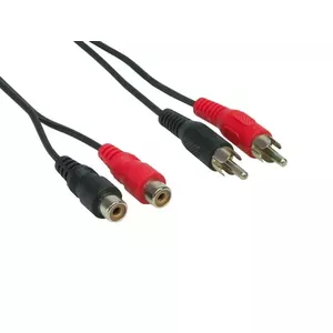 RCA audio cable Good Connections AS-2CV2, 2 x RCA (male) to 2 x RCA (female), 1.5 m, black