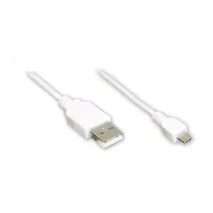 USB Cable Alcasa 3m USB 2.0 A Micro-USB B White
