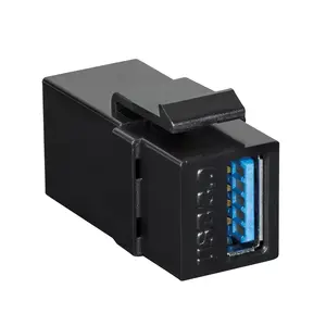 LOGILINK keystone module NK0015B — flat USB A to terminal, black, 16.7×35×14.5 mm