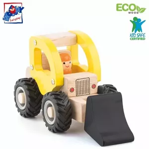 Woody 91803 Eco Wooden Educational Yellow Excavator for kids 3y+ (17x9cm)