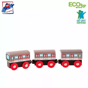 Woody 91851 Eco Wooden Educational Magnetic Metro train (3pcs) for kids 3y+ (21.5cm)