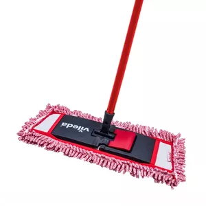 Flat mop VILEDA 140992 — microfiber wet/dry head for hard floors, washable up to 60°C, red/white, 1 pc