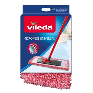 Mop head VILEDA 140995 microfiber mop insert for hard floors Red/White, machine washable up to 60°C