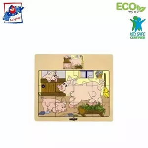 Woody 93010 Eko koka attīstošā puzle "Siventiņi" (12gab.) bērniem no 3 gadiem + (17x13cm)