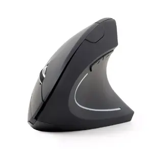 Bezvadu vertikālā ergonomiskā pele GEMBIRD MUSW-ERGO-01 — labročai, RF, optiskā, 1600 DPI, 6 pogas, melna
