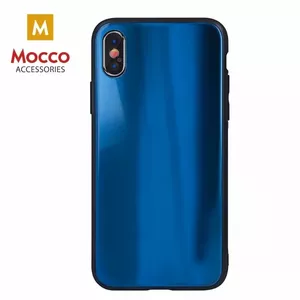 Aizmugures aizsargvāks Mocco Aurora Glass priekš Apple iPhone XS Max, zils, rūdīts stikls, snap-on uzstādīšana