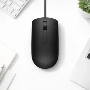 Мышь Dell MS116 — амбидекстрная проводная USB Type-A оптическая, 1000 DPI, 3 кнопки, колесо, чёрная, для офиса
