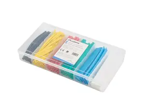 Lanberg ORG01-ST100MC Heat-Shrink Tubing Set, Assorted Colors, 100-Piece Pack