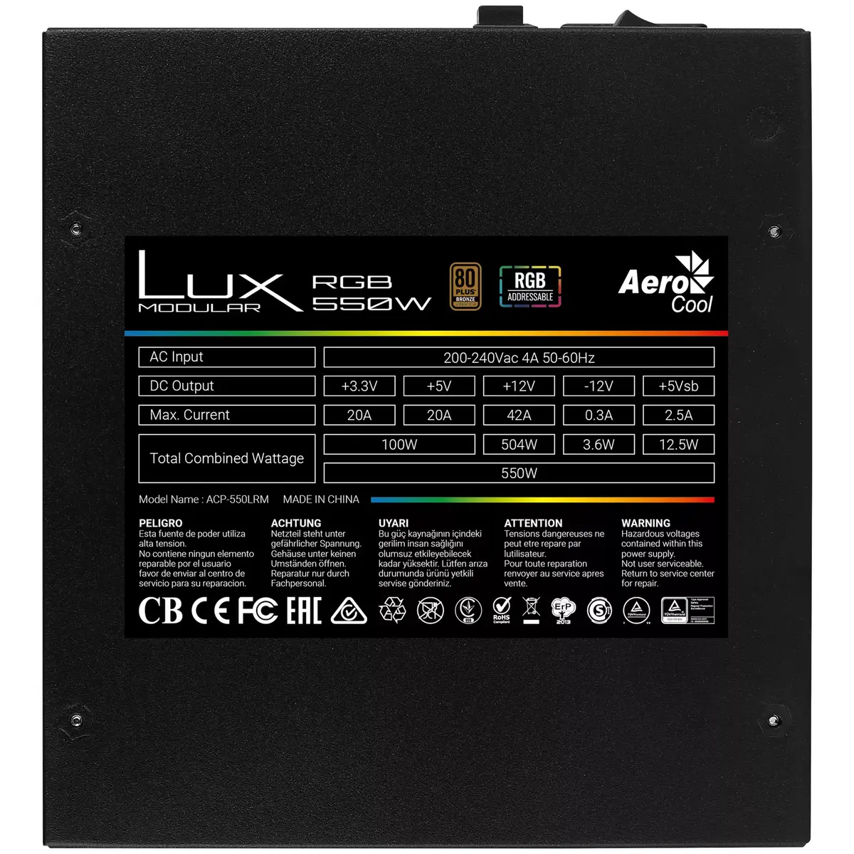 AEROCOOL LUXRGB550M 550 Вт блок питания Photo 3