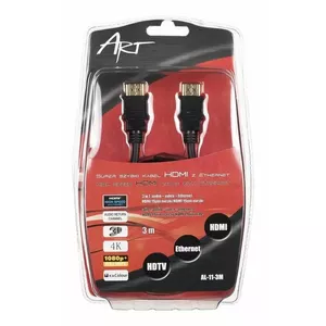 HDMI kabelis ART AL-11 3.0 m — HDMI 1.4 M-M, Ethernet, 3D, melns