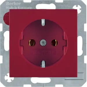 Berker 47438912 F tipa Schuko kontaktligzda, 16A 250V, sarkana, duroplasts