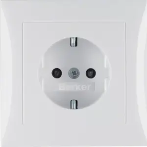 Berker 47228989 F tipa kontaktligzda, 16A 250V, balts duroplasts