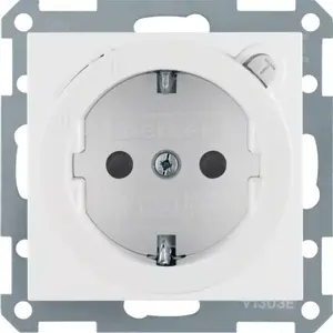 Socket outlet Type F Berker 47088989, white, IP20, 250 V, 16 A, thermoplastic, depth 32 mm