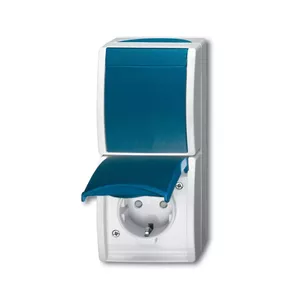 Розетка Busch-Jaeger 2601/6/20 EBW-53 типа F, 2P+E, 16А, 250В, IP44, сине-белая