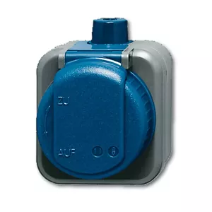 Розетка Busch-Jaeger 2083-0-0343 CEE 7/3, IP66, 250 В, 16 А, синий/серый