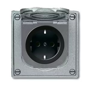 Розетка Busch-Jaeger 2011-0-3871 CEE 7/3 2P+E 250 В 16 A чёрно-серая алюминий/пластик 86×58 мм