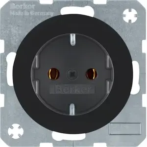 Berker 47432045 F tipa kontaktligzda, 16A 250V, melna