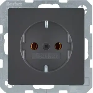 Berker 41436086 F tipa kontaktligzda, 16A 250V, antracīta krāsā, montāžai uz DIN sliedes