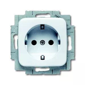 Socket outlet Busch Jaeger 2013-0-4656, 2P+E, 16 A, 250 V, for CEE 7/4 plugs, White/Silver