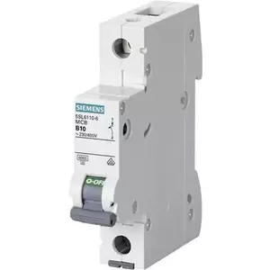 Siemens 5SL6110-6 Miniature Circuit Breaker, 1-Pole, B-Characteristic, 10A, 6kA