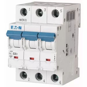 Eaton PXL-B20/3 automātiskais slēdzis, 20A, 400V, 3-polu, B raksturlīkne