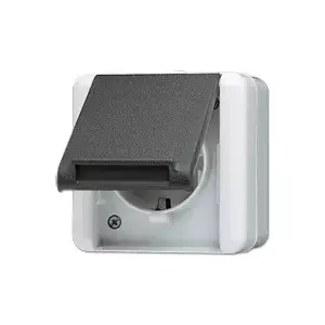 Kontaktligzda CEE 7/3 Jung 820 W — termoplastmasas korpuss, IP44, 250 V 16 A, melna/balta