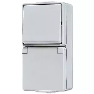 Slēdzis JUNG 676 W ar svārstslēdzi, balts, 250 V AC, 10 A, 70×47×140 mm