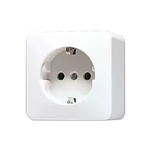Sienas kontaktligzda CEE 7/3 Jung 620 A WW balta, duroplasts, 250 V, 16 A, 61×61×47 mm