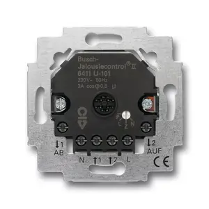 Flush-mounted blind/shutter actuator Busch-Jaeger 6411 U-101, 2 channels, 230 V, 690 W, 71×71×33 mm