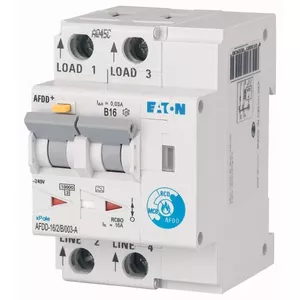 Eaton AFDD-16/2/B/003-A Arc Fault Detection Device with Integrated MCB, 2P, 16A, 30mA, Type A