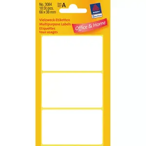 Labels — avery zweckform Avery White Multipurpose Labels 66 x 38 mm, rounded rectangle, 18 labels per pack