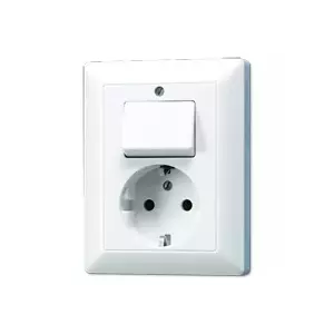 Rozete Jung AS 5576 U WW CEE 7/3, balta, duroplasts, 250 V, 80.5×105 mm