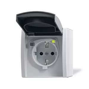 Socket outlet Type F Busch-Jaeger 3120 EWB-53, 230 V, 16 A, IP44, grey/white