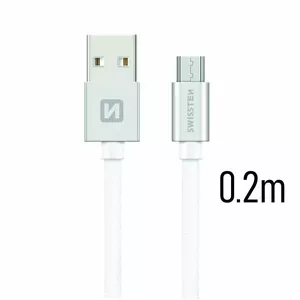 Кабель для зарядки и передачи данных SWISSTEN Textile Micro USB, Quick Charge, 0.2 м, серебристый