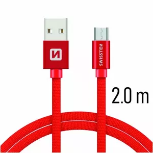 Swissten 71522306 USB kabelis 2 m USB A Micro-USB B Sarkans