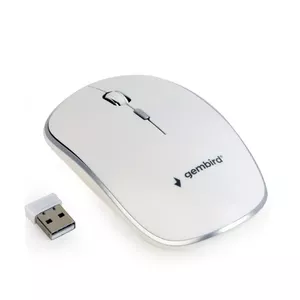 Bezvadu pele GEMBIRD MUSW-4B-01-W, ambidextrāla, optiskā 1600 DPI, 4 pogas, RF, balta