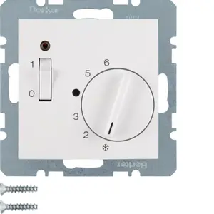 Thermostat rotary switch berker 20308989, white, 250 V AC, 50–60 Hz