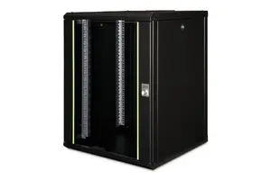 Digitus Wall Mounting Cabinet Unique Series 16U Rack 600x600 mm Black with Key Lock and 100 kg Capacity