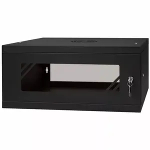 Stalflex skapītis RC19-4U-450GB 19" 4U dziļums 450 mm, stikla priekšējās durvis, melns