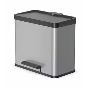 Trash bin Hailo ÖKO DUO PLUS L — rectangular stainless steel, 26 L, black/silver
