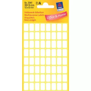 Manual labels Avery Zweckform 13 x 8 mm white, rounded rectangle, 384 pcs (6 sheets)