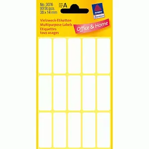 Manual adhesive labels Avery Zweckform 38 x 14 mm white, rounded rectangle, 90 labels (6 sheets)