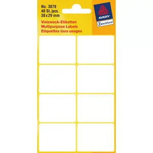 Label sheets Avery Zweckform Mini Organisation Labels — rounded rectangle 38 x 29 mm, white, 40 labels (5 sheets)