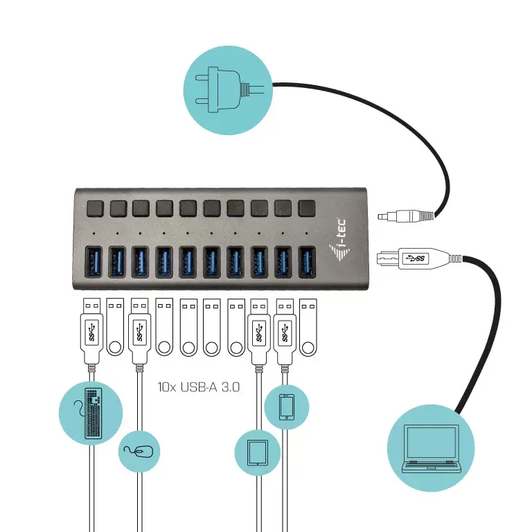 USB uzlādes HUB U3CHARGEHUB10 Photo 2