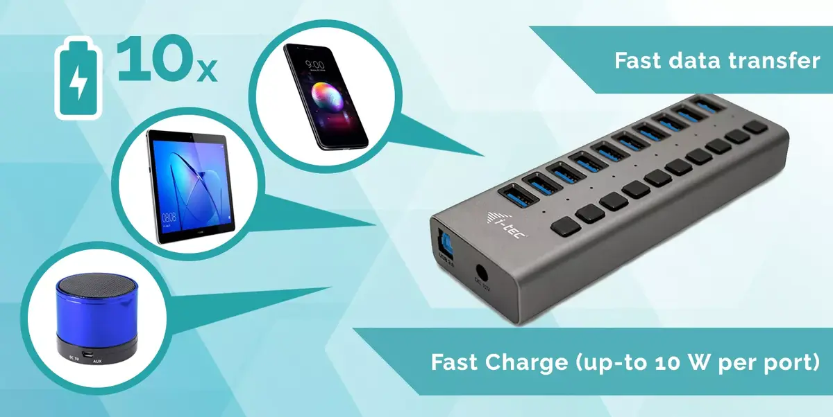 USB uzlādes HUB U3CHARGEHUB10 Photo 5