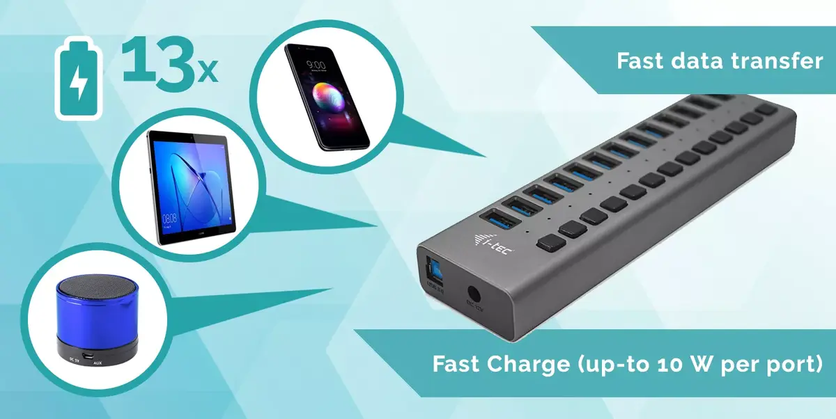 Lādētāja HUB i-tec USB 3.0 13port Photo 6