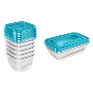 Food container set keeeper Fredo Fresh rectangular 5×0.5 L transparent light blue