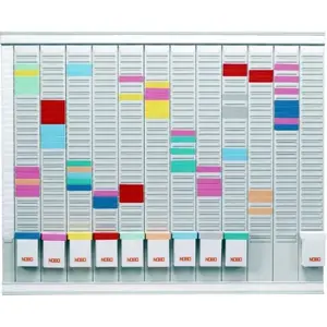 Wall-mounted NOBO T-Card Planning Kit 12-month planner, 800×660×15 mm, grey